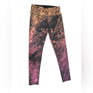 RBX High-Waist Leggings Medium Abstract Pink Orange Black Stretch Workout Pants